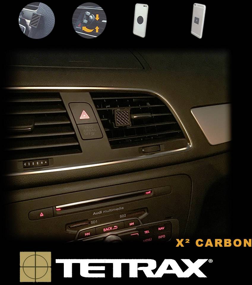 TETRAX CARBON Lüftungsgitter, Klebepad Handy-Kfz-Halterung Magnetbefestigung, 360° drehbar