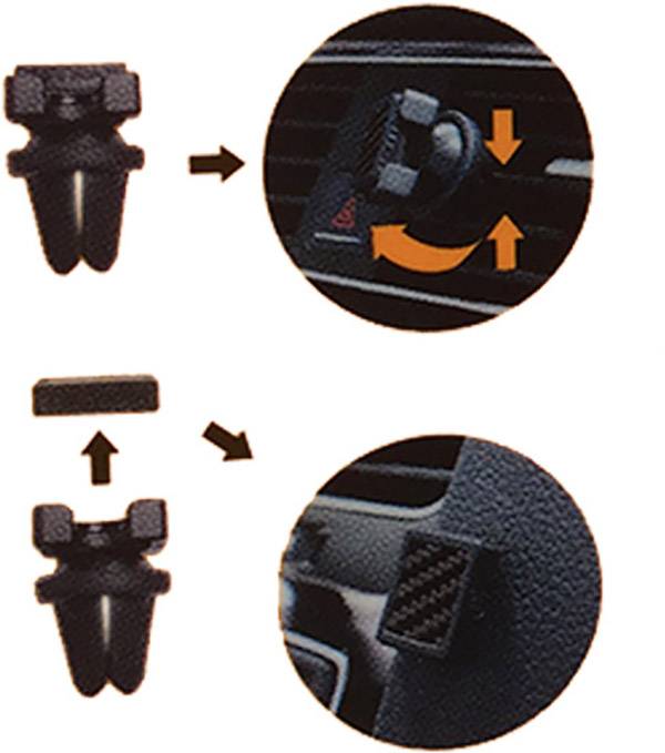 TETRAX CARBON Lüftungsgitter, Klebepad Handy-Kfz-Halterung Magnetbefestigung, 360° drehbar