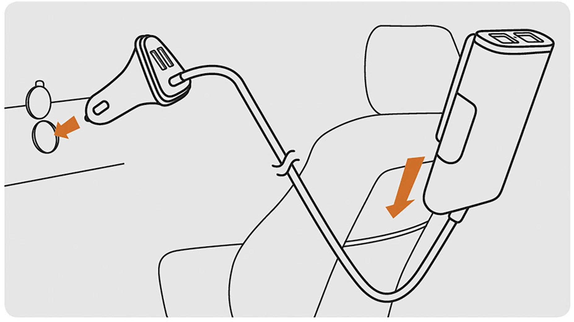 Kfz-Ladegerät mit 2 USB-Anschlüssen + 2 zusätzlichen USB-Anschlüssen für die Insassen im Fond CARSUSB24
