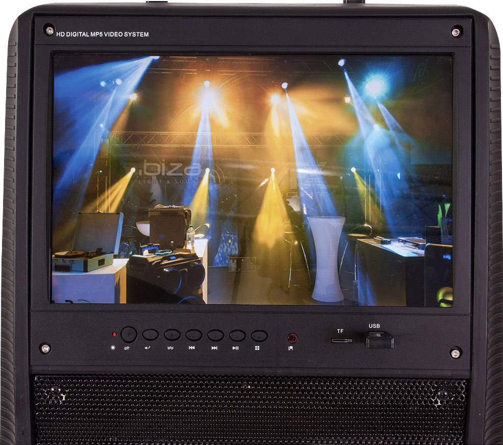 Ibiza Sound PORT-TFT12 Karaoke-Anlage Freisprechfunktion, Inkl. Karaoke-Funktion, Inkl. Mikrofon, wiederaufladbar