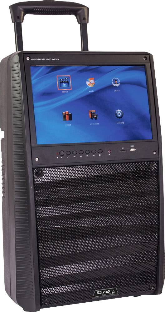 Ibiza Sound PORT-TFT12 Karaoke-Anlage Freisprechfunktion, Inkl. Karaoke-Funktion, Inkl. Mikrofon, wiederaufladbar