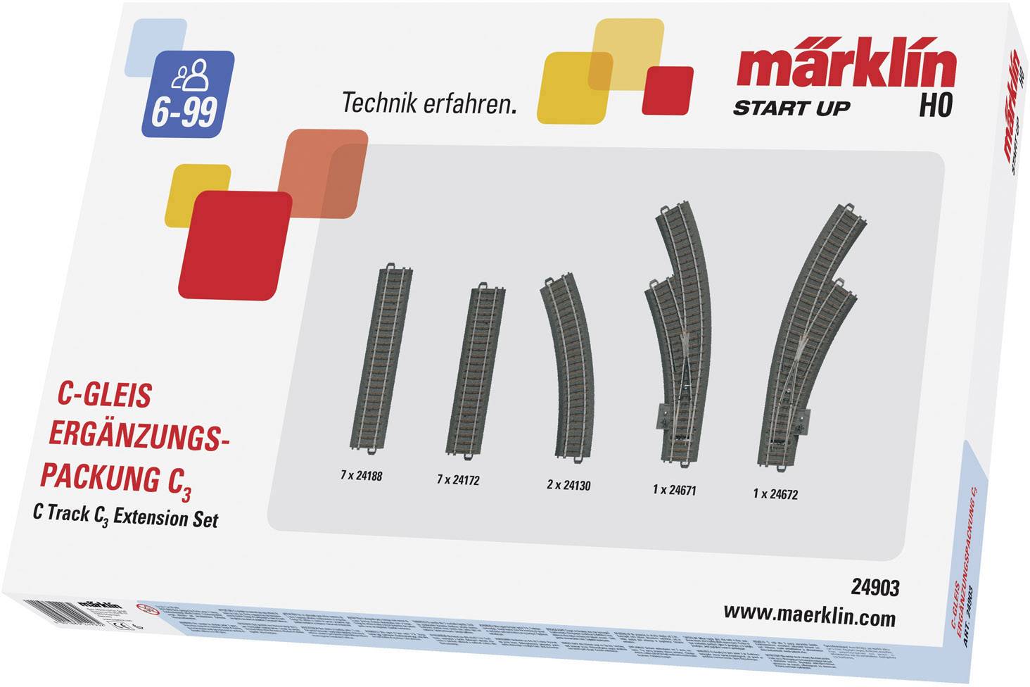 H0 Märklin C-Gleis (mit Bettung) 24903 Ergänzungs-Set C3