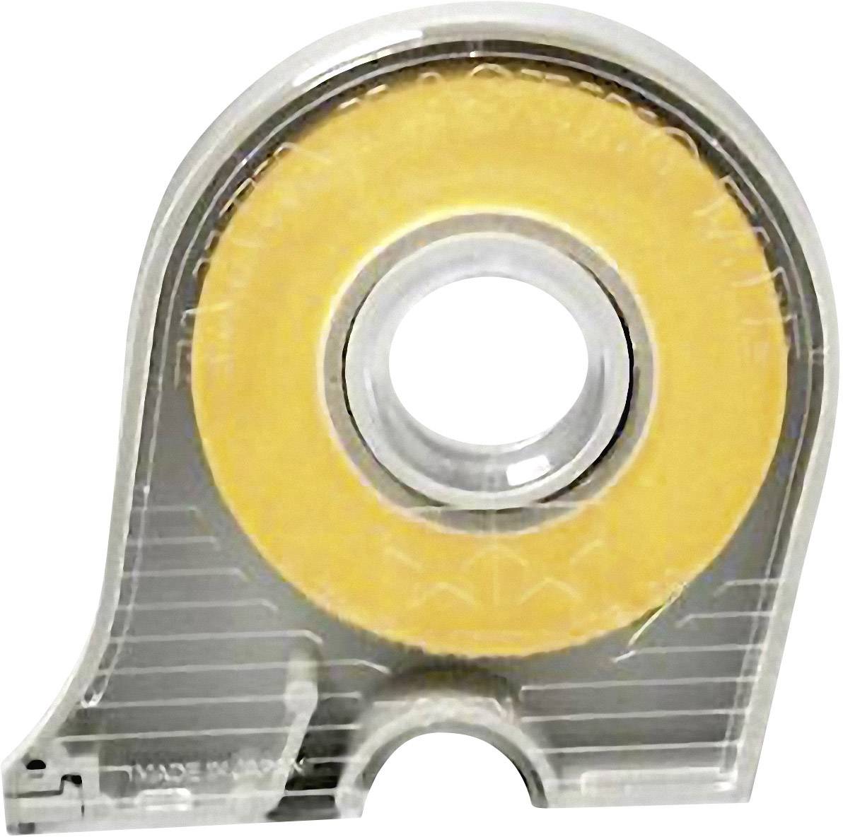Clear Klebeband-Abroller mit durchsichtigem Gehäuse und sichtbarer gelber Klebebandrolle im Inneren.