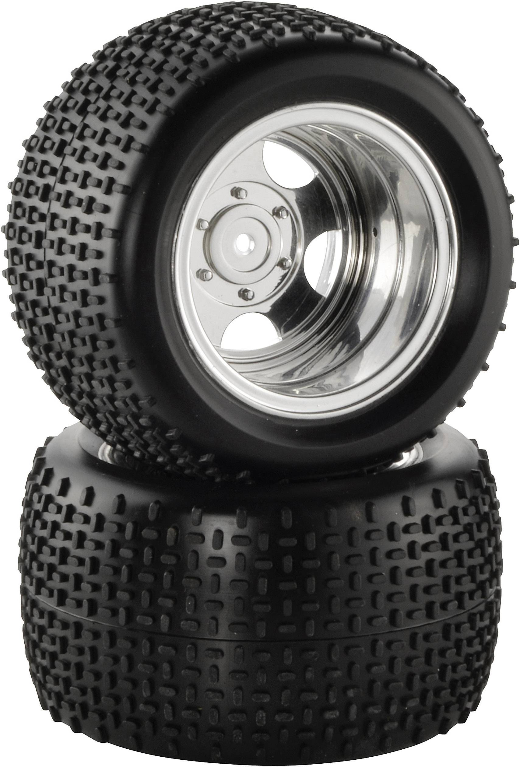 Reely 1:10 Truggy Kompletträder Quer-Spike Tribal Chrom 2 St.