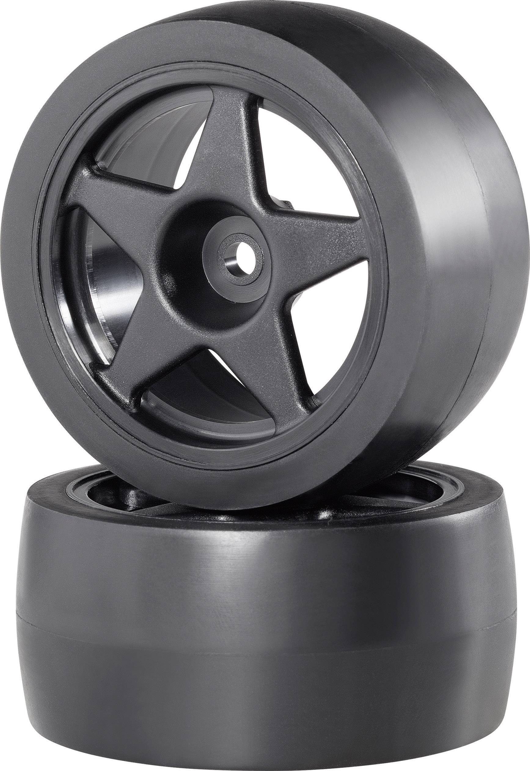 Reely 1:10 Buggy Kompletträder Slick breit 5-Speichen Schwarz 2St.
