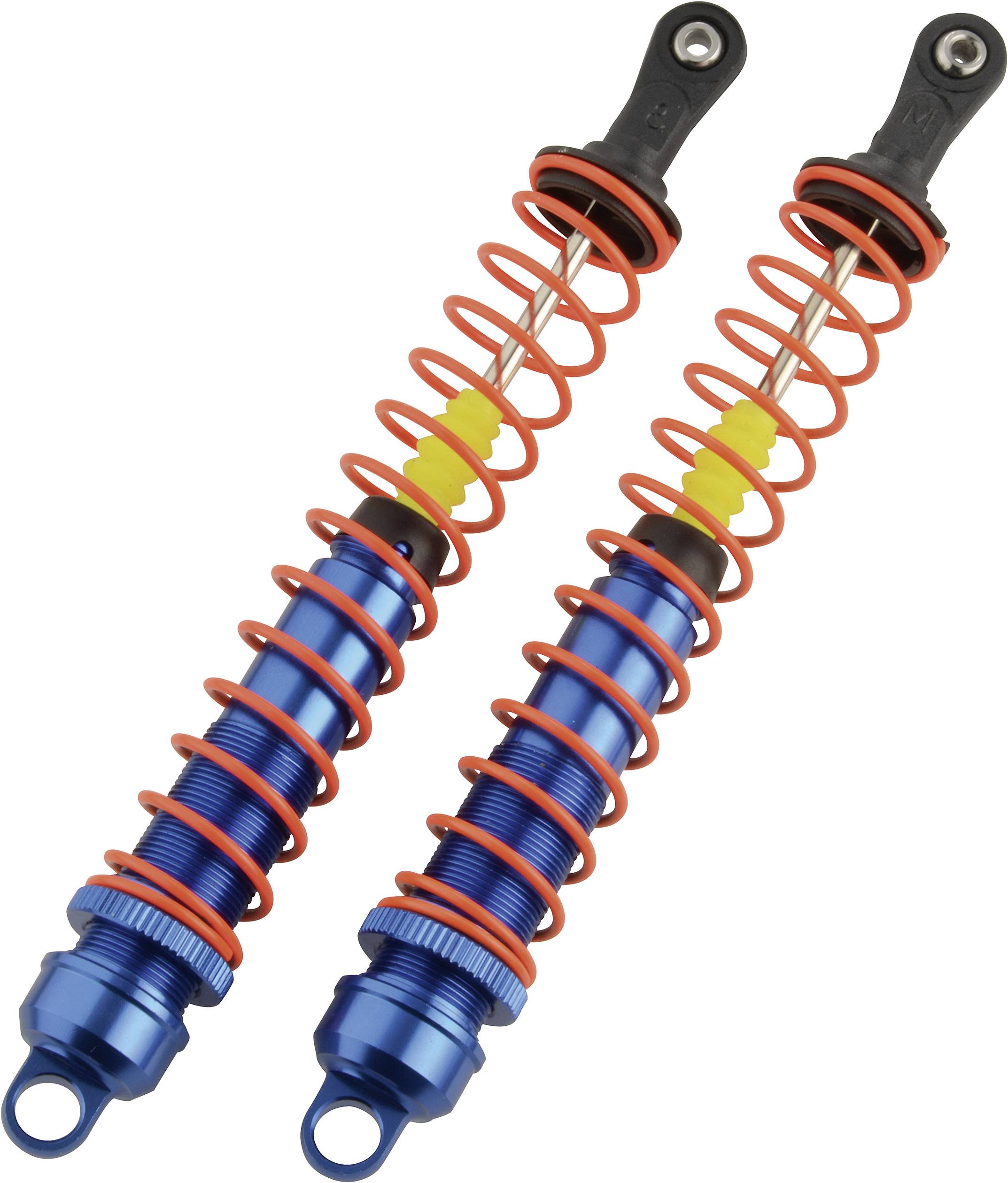 Reely 1:8 Aluminium-Öldruckstoßdämpfer Blau (metallic) mit Federn Orange 154 mm 2 St.