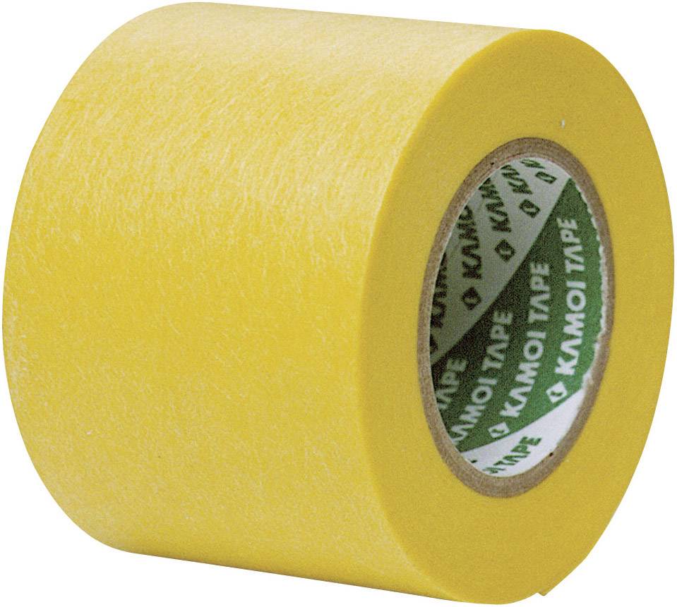 Eine Rolle gelbes Klebeband mit der Aufschrift 'KAMOI TAPE' auf der Innenseite.
