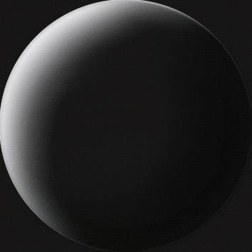 Eine schwarze Kugel auf dunklem Hintergrund.