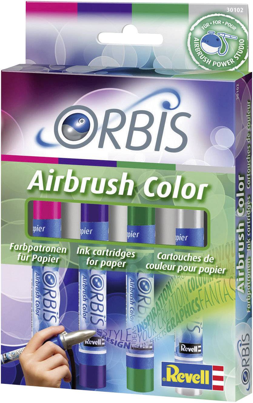 Orbis Airbrush Airbrush-Acrylfarbe Kirschrot, Lila, Dunkelgrün, Grau Patronen 1 Set