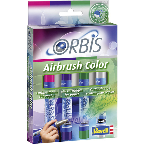 Orbis Airbrush Airbrush-Acrylfarbe Kirschrot, Lila, Dunkelgrün, Grau Patronen 1 Set