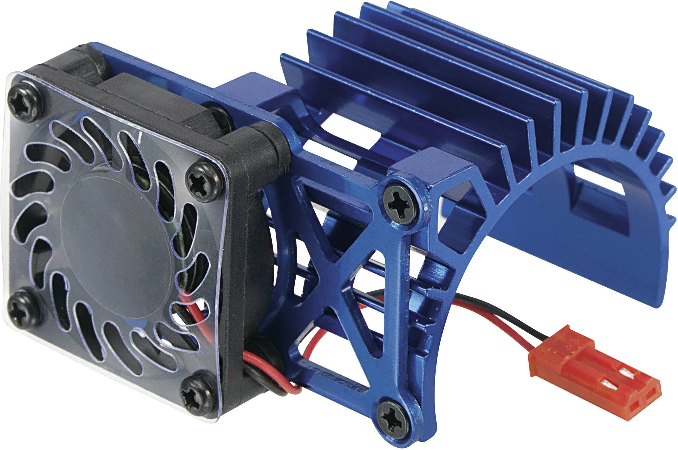 Reely Motor-Kühlkörper mit Ventilator Ventilatorposition: Seitlich sitzend Passend für Modellbau-Motor: 540er Elektromotor Blau