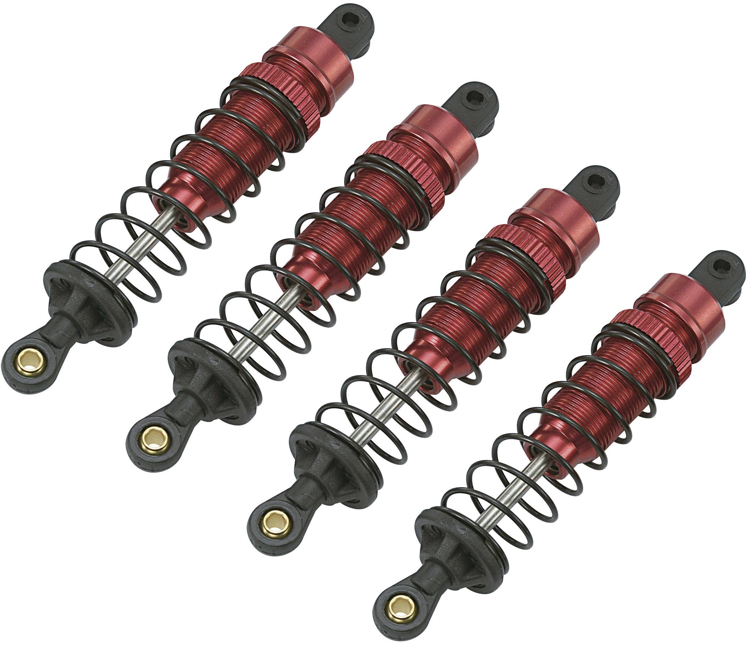Reely 1:10 Aluminium-Öldruckstoßdämpfer Rot (metallic) mit Federn Schwarz 90 mm 4 St.