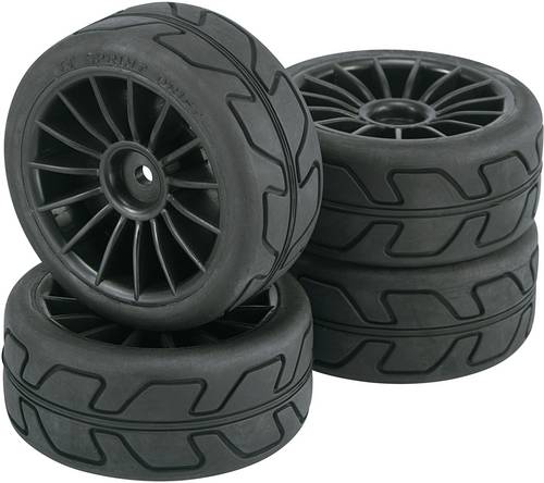 Reely 1:10 Straßenmodell Kompletträder Speed 15-Speichen Schwarz 4 St.