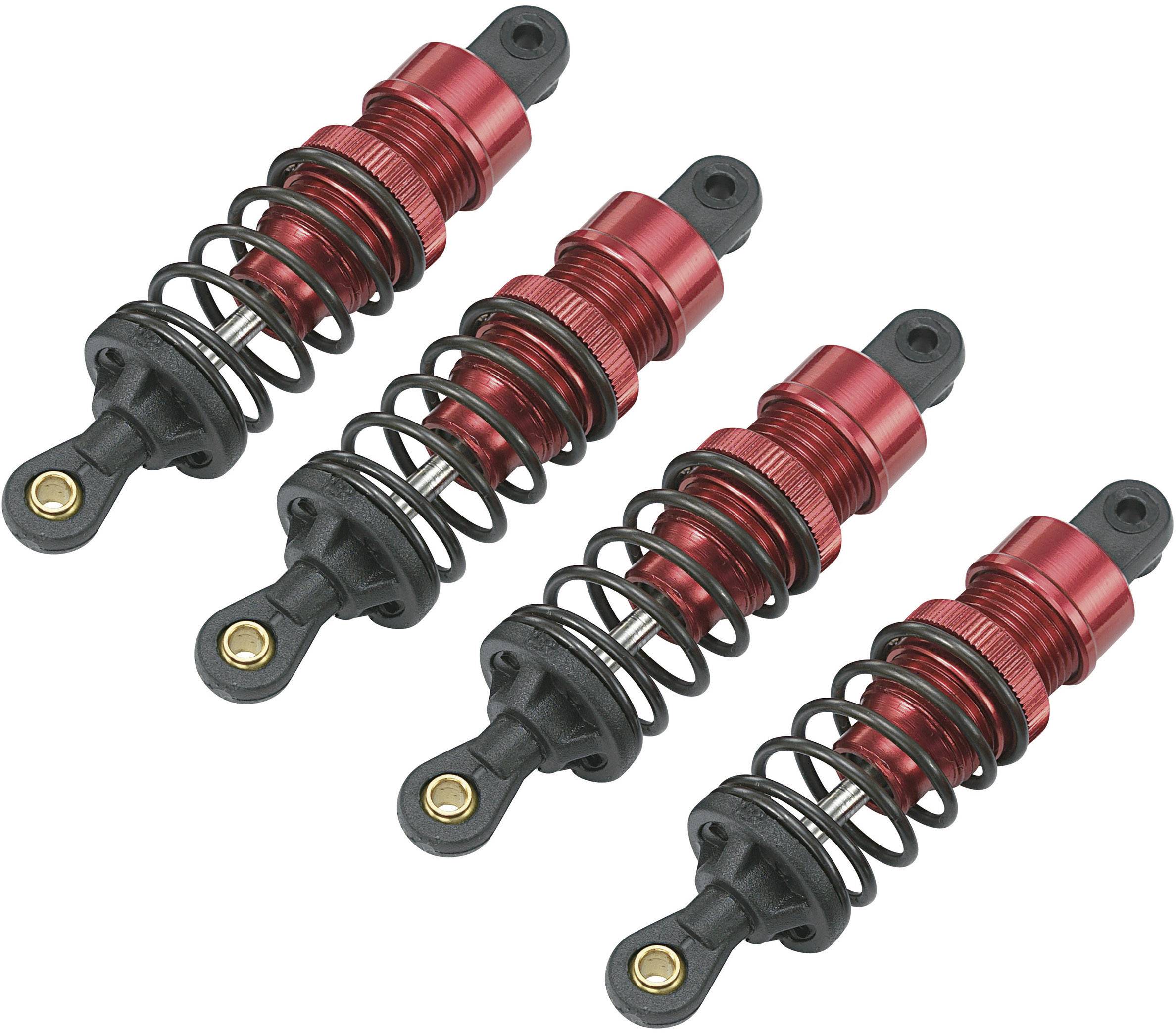 Reely 1:10 Aluminium-Öldruckstoßdämpfer Rot (metallic) mit Federn Schwarz 65mm 4St.