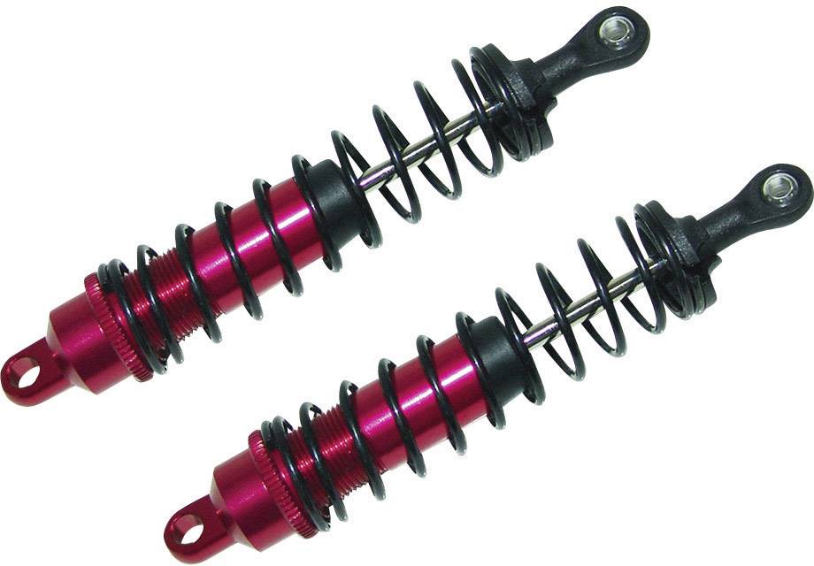 Reely 1:10 Aluminium-Öldruckstoßdämpfer Rot (metallic) mit Federn Schwarz 100.7mm 2St.