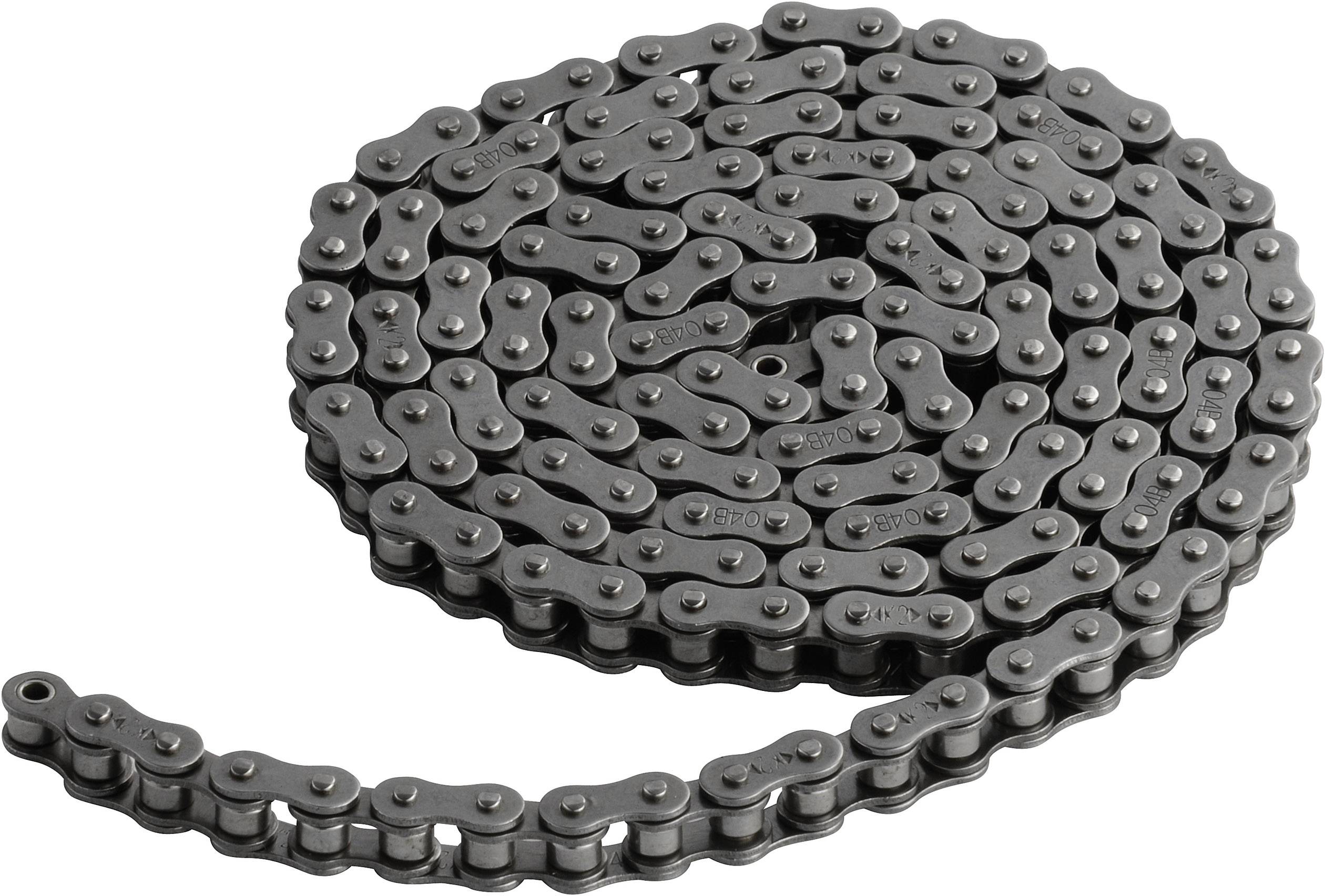 Eine aufgerollte Fahrradkette, bereit zur Installation oder Wartung. Sie besteht aus mehreren metallischen Gliedern.