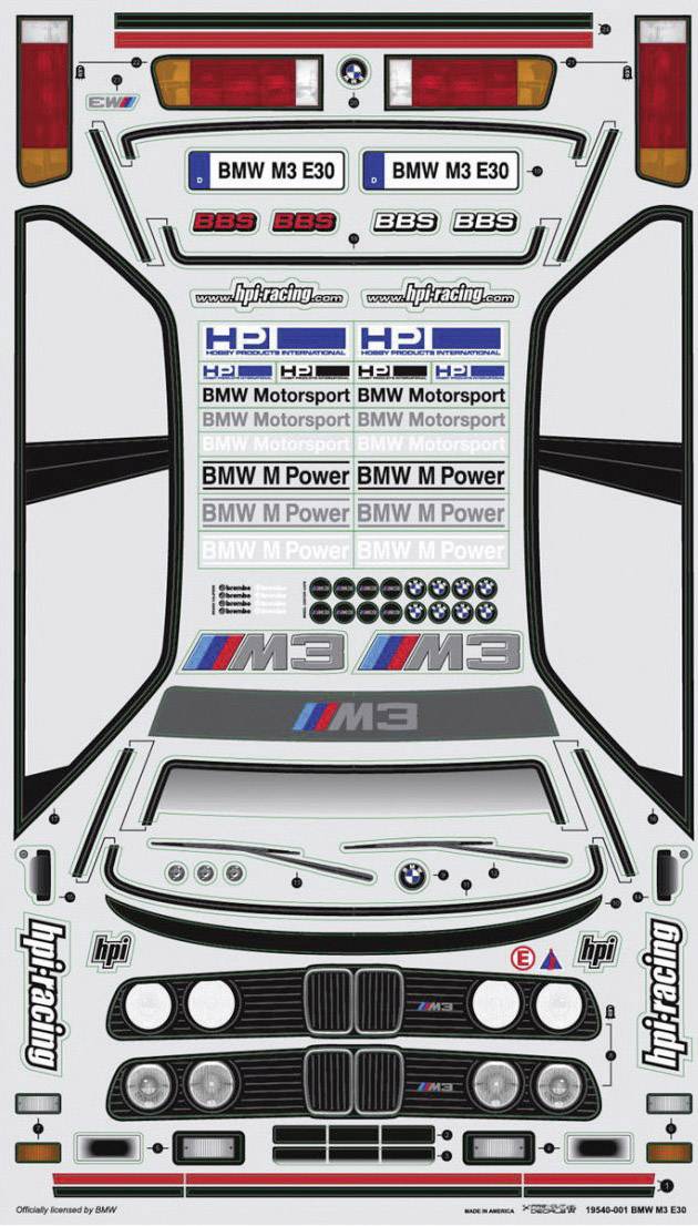 HPI Racing H17540 1:10 Karosserie BMW M3 E30 200 mm Unlackiert, nicht ausgeschnitten