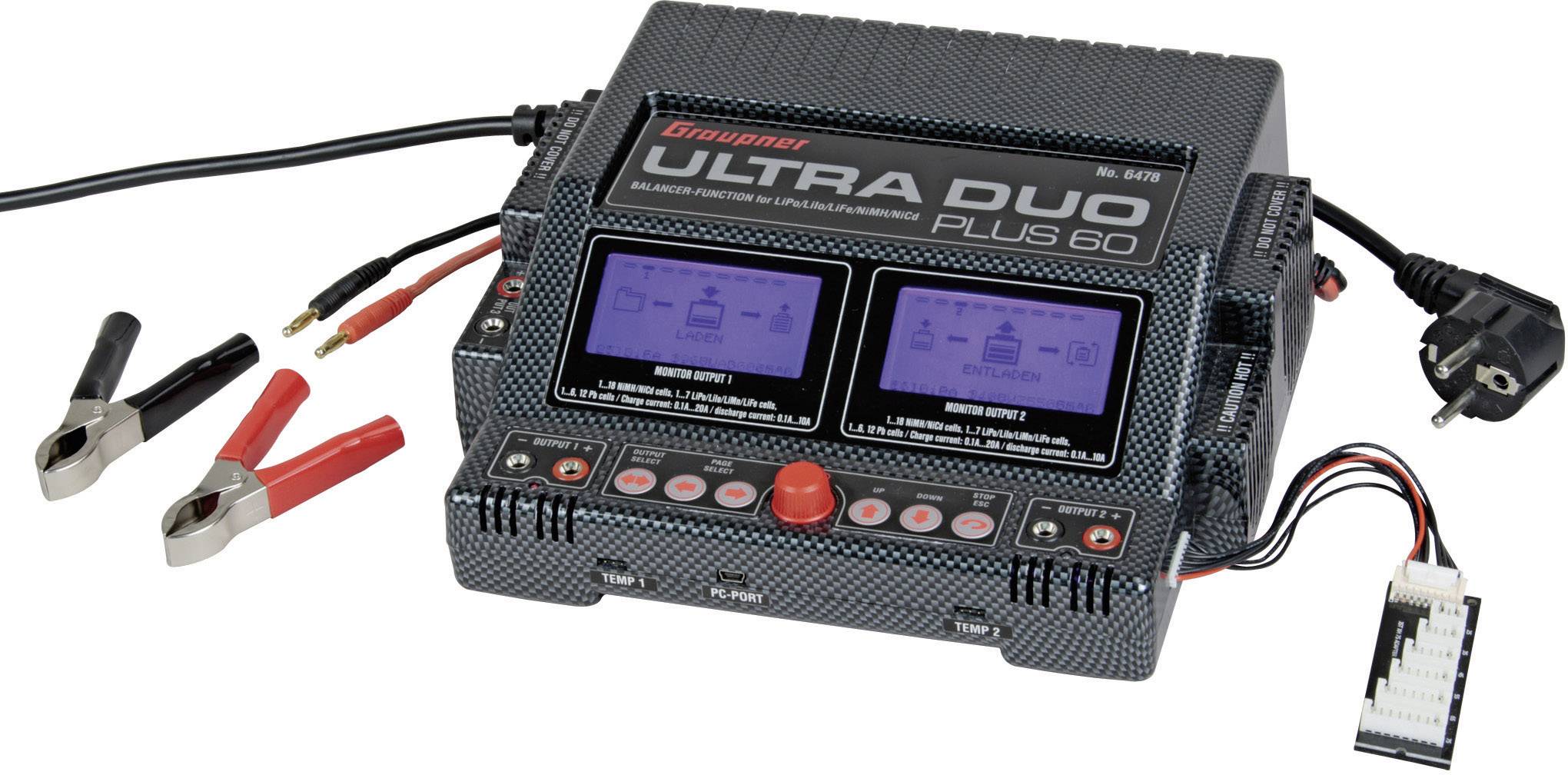 Graupner Ultra Duo Plus 60 Modellbau-Multifunktionsladegerät 220V 20A Blei, LiPo, LiIon, LiFePO, NiMH, NiCd