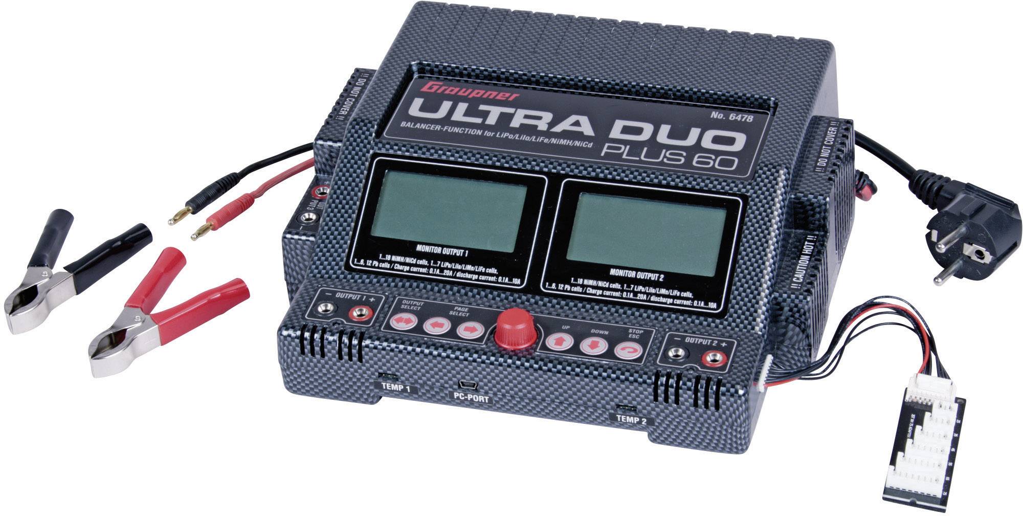 Graupner Ultra Duo Plus 60 Modellbau-Multifunktionsladegerät 220V 20A Blei, LiPo, LiIon, LiFePO, NiMH, NiCd