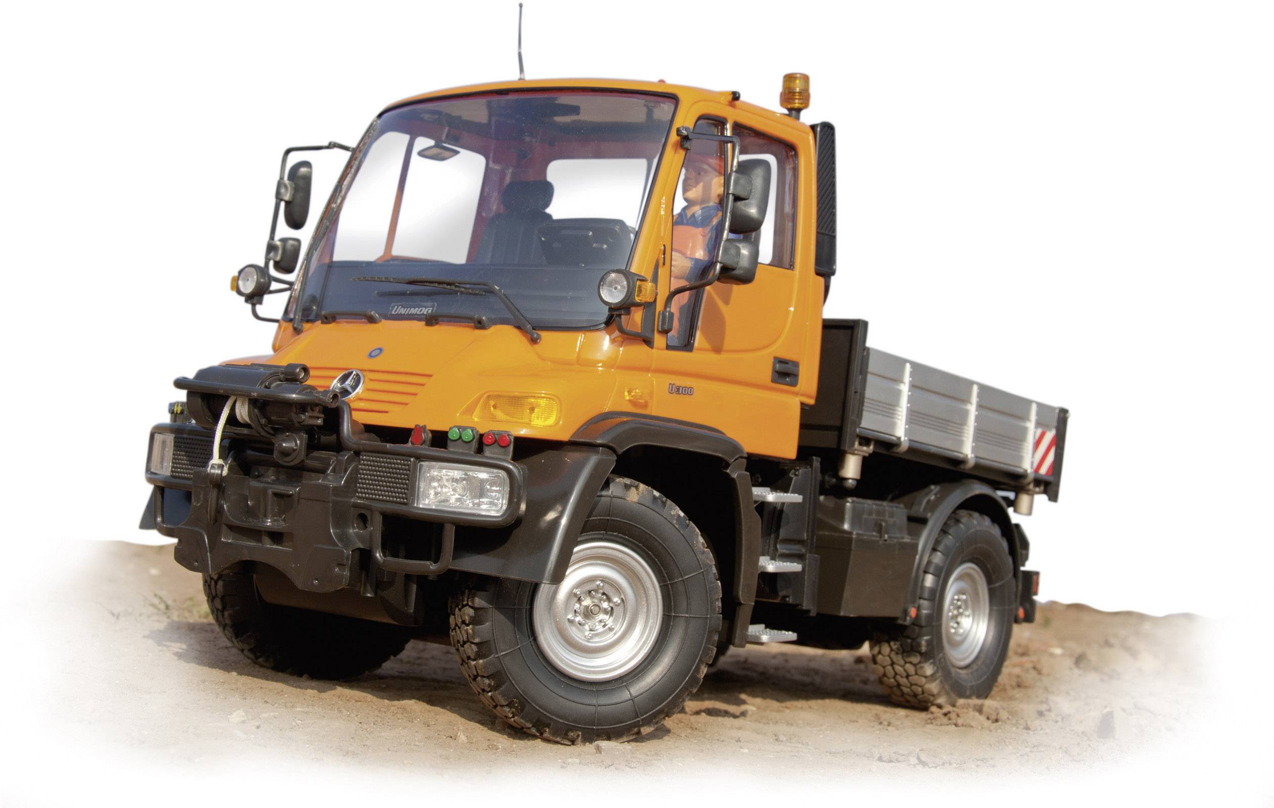 Carson Modellsport Unimog Mercedes Benz U300 Bauhof 1:12 RC Einsteiger Funktionsmodell Baufahrzeug inkl. Akku, Ladegerät und