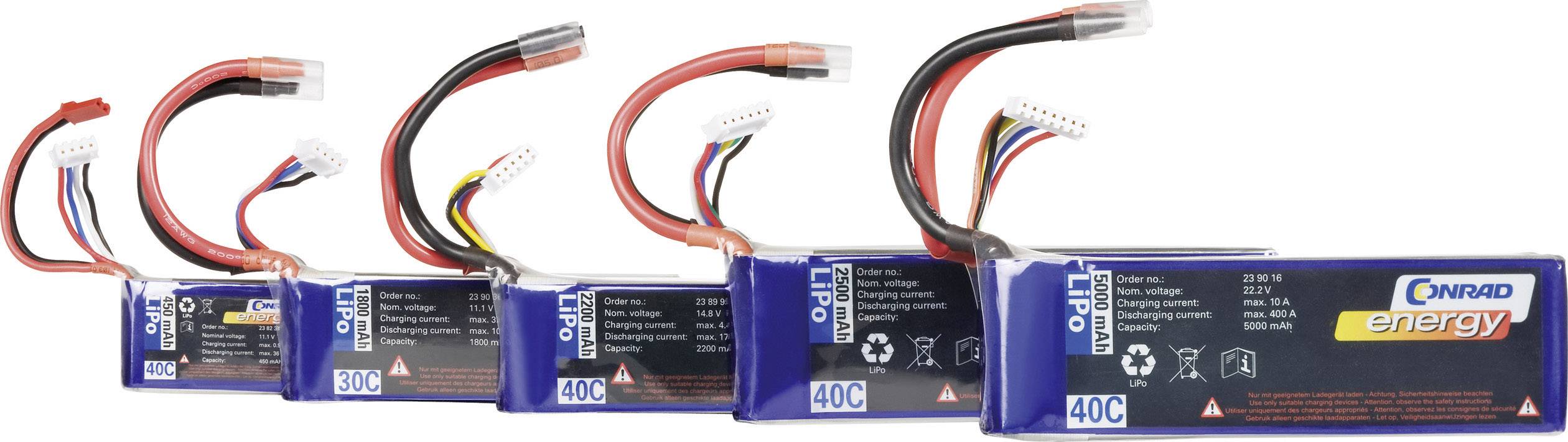 Conrad energy Modellbau-Akkupack (LiPo) 7.4 V 450 mAh Zellen-Zahl: 2 40 C Softcase BEC-Buchse