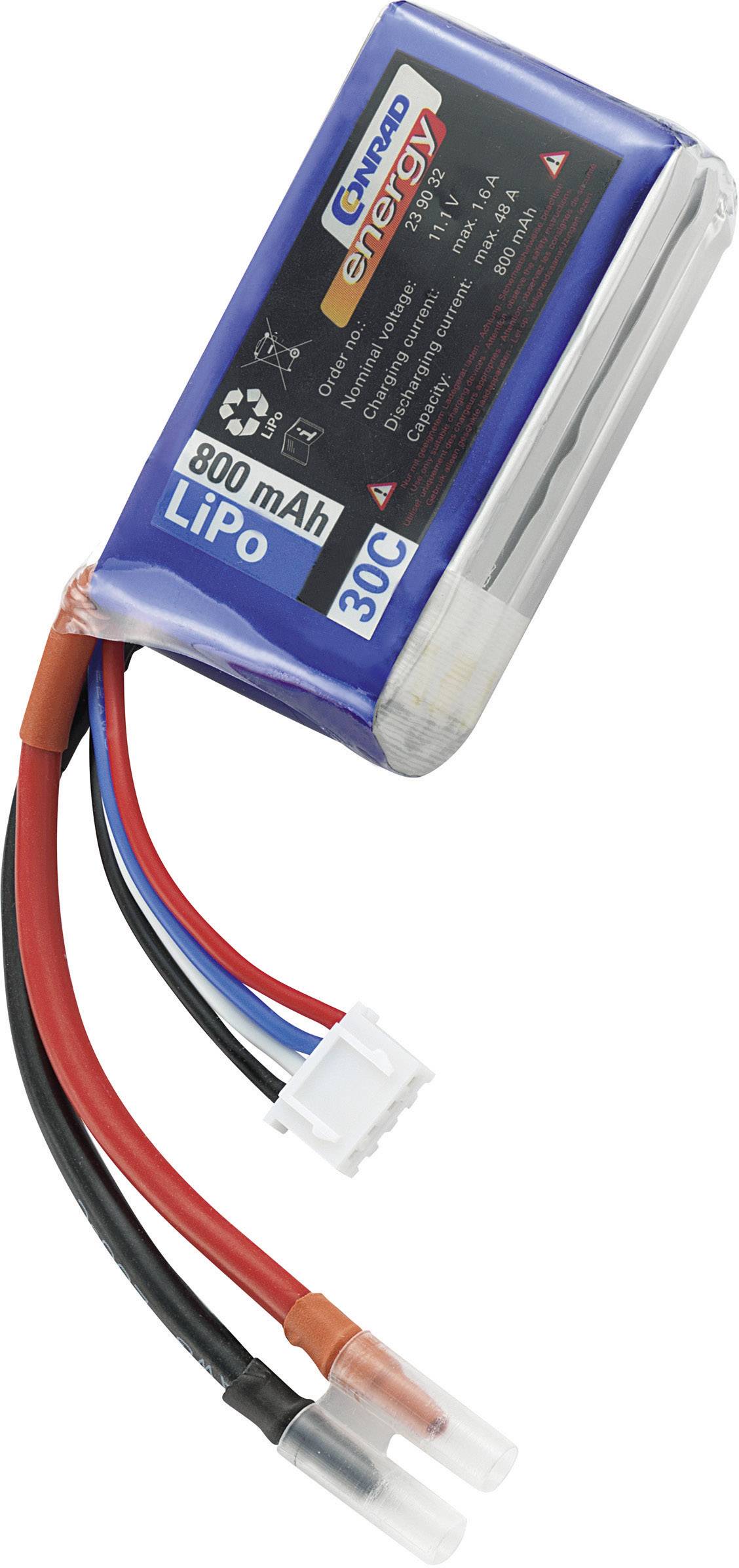 Modellbau-Akkupack (LiPo) 11.1V 800 mAh 30 C Softcase Offene Kabelenden