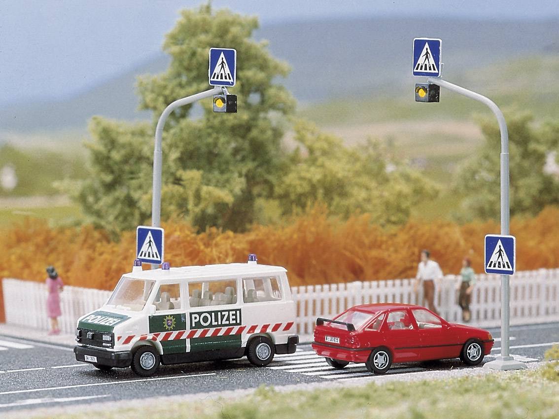 Busch 5916 H0 2er Set Fußgängerampeln inkl. Zebrastreifen zum Aufreiben Bausatz