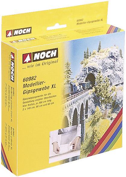 Verpackung mit Modellbauzubehör, zeigt eine Modelllandschaft mit Brücke und Tunnel. Enthält Spezialgipsgewebe für detaillierte Oberflächen.