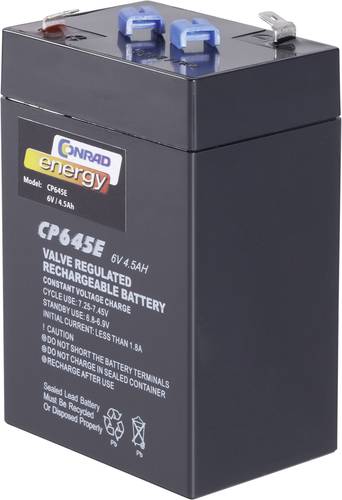 CE 6V / 4,5Ah 250116 Bleiakku 6V 4.5Ah Blei-Vlies (AGM) (B x H x T) 70 x 108 x 48mm Flachstecker 4.8