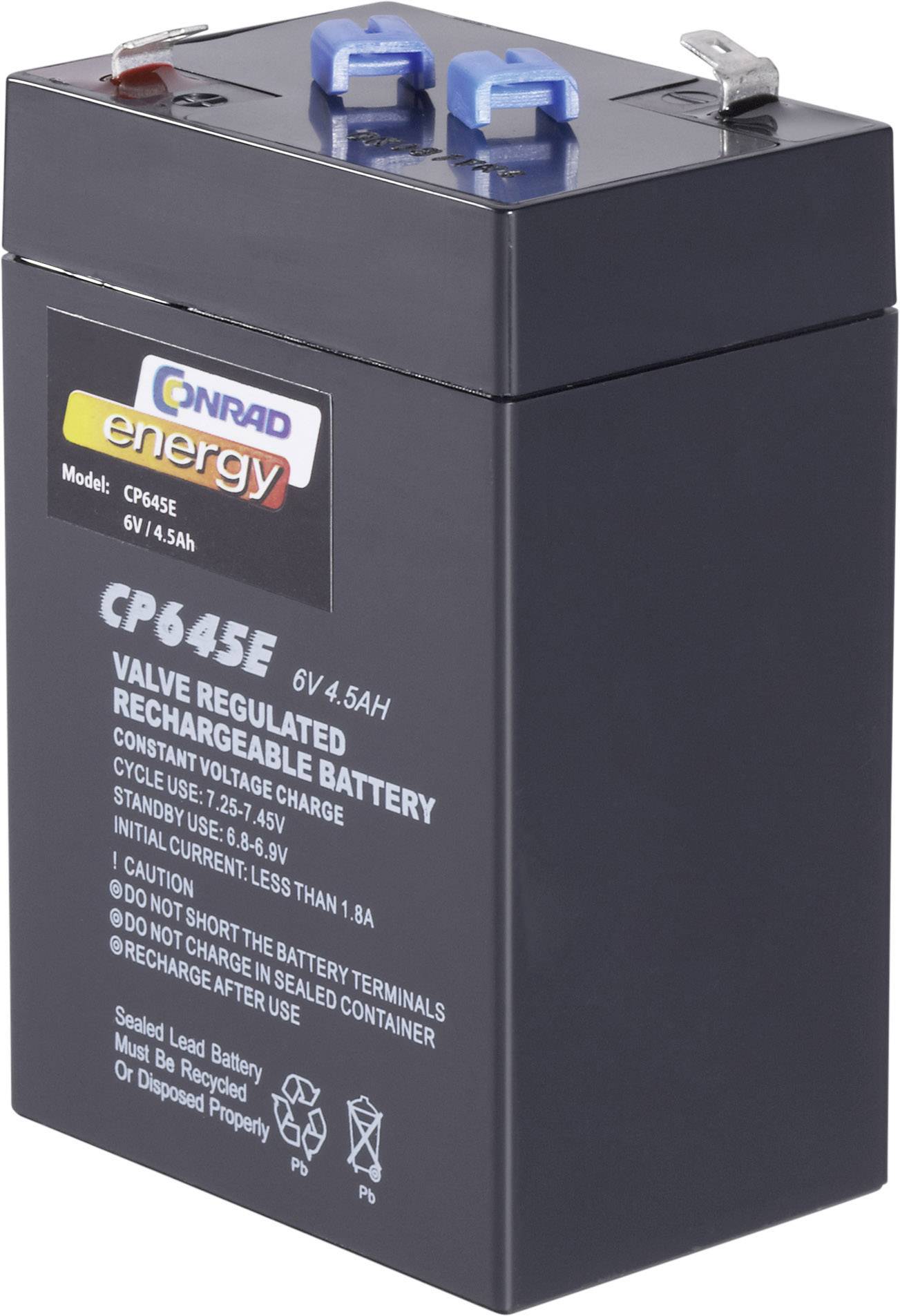 CE 6V / 4,5Ah 250116 Bleiakku 6V 4.5Ah Blei-Vlies (AGM) (B x H x T) 70 x 108 x 48mm Flachstecker 4.8mm Wartungsfrei