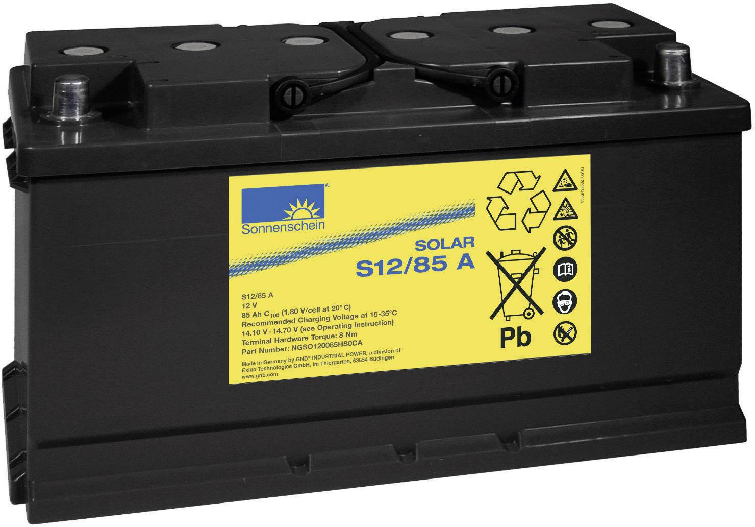 GNB Sonnenschein dryfit S12/85 A S 12/85 A Solarakku 12 V 85 Ah Blei-Gel (B x H x T) 353 x 190 x 175 mm Konuspol