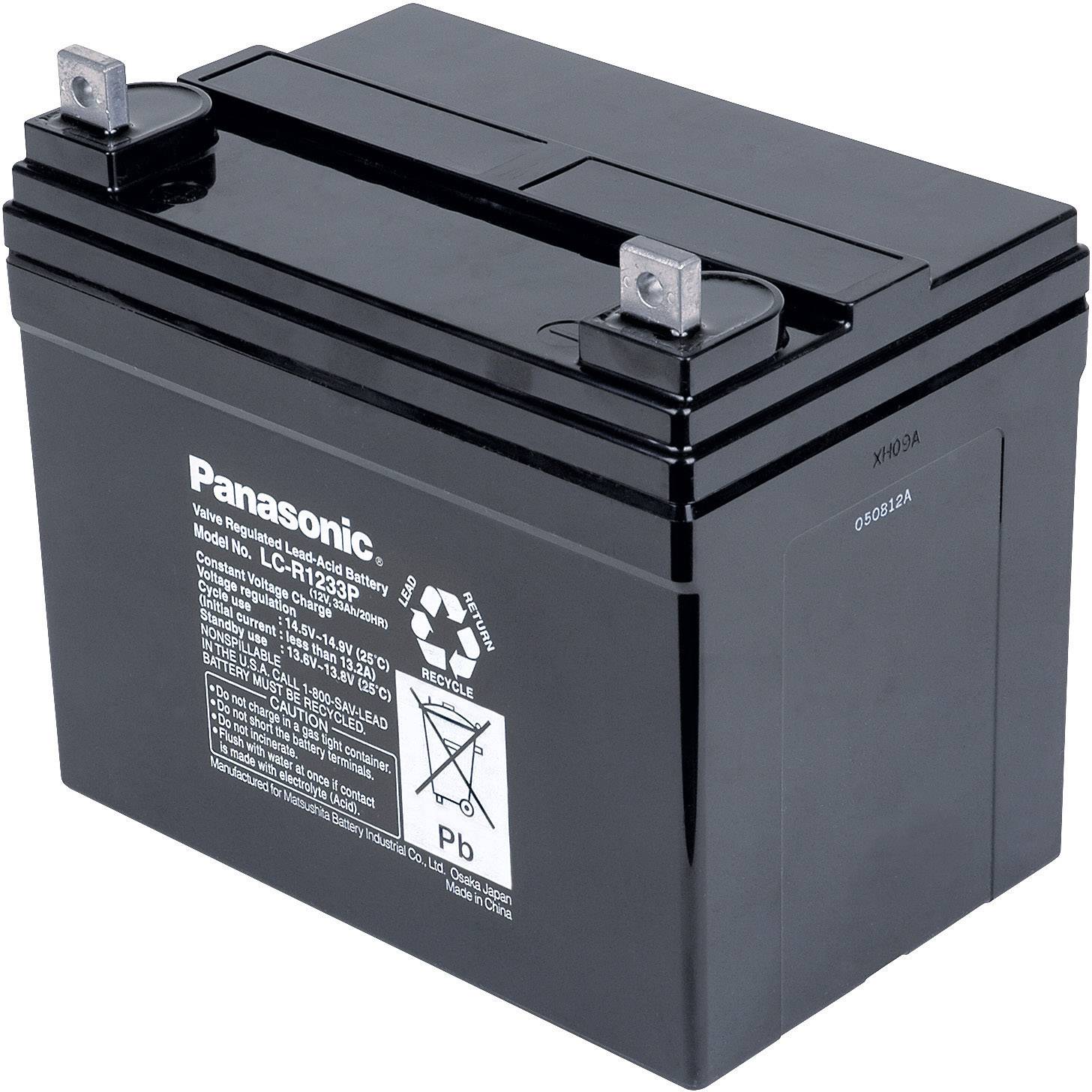 Panasonic 12 V 33 Ah Bleiakku 12 V 33 Ah Blei-Vlies (AGM) (B x H x T) 196 x 155 x 130 mm M6-Schraubanschluss Wartungsfrei