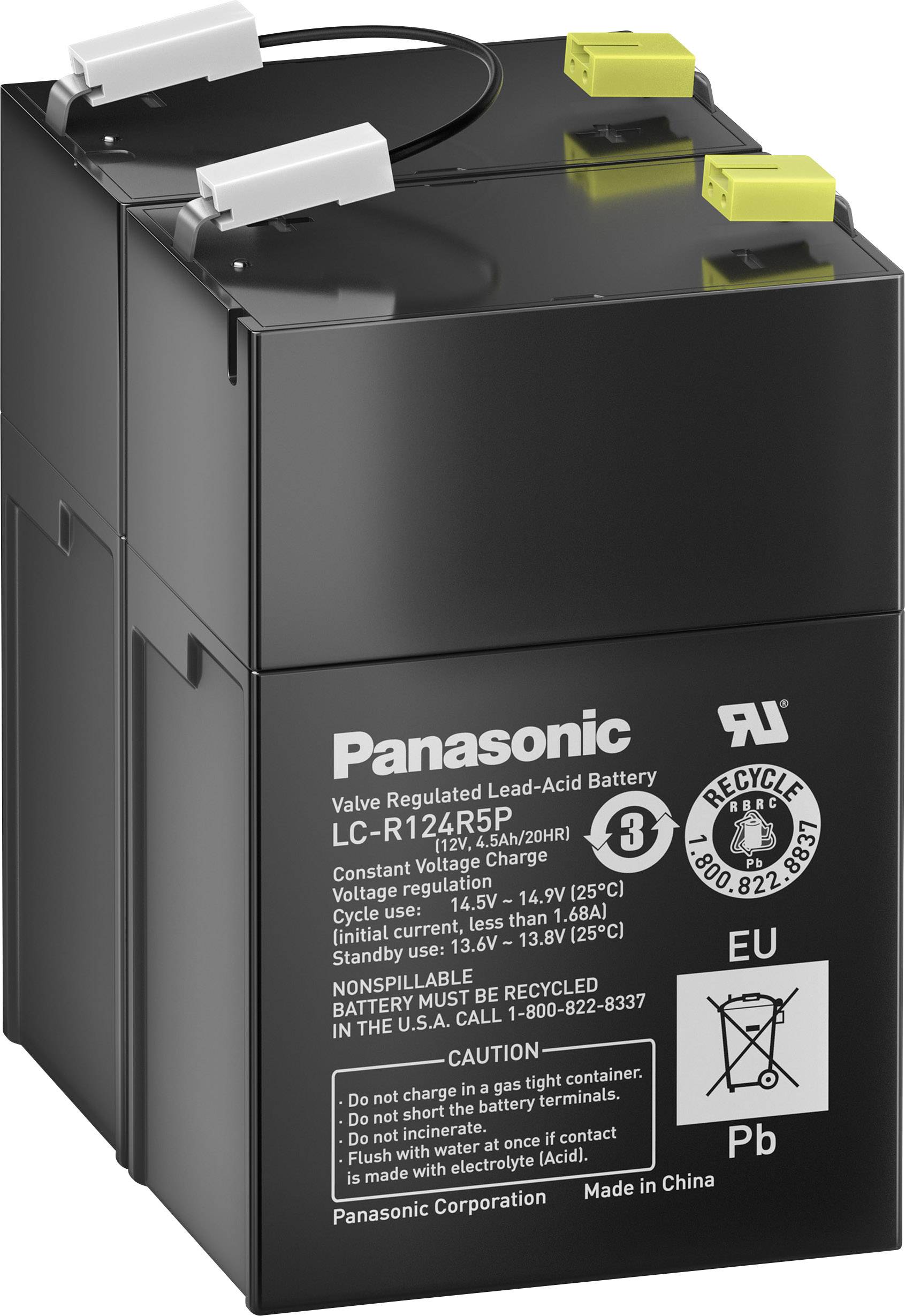 Panasonic 12V 4,5Ah LC-R124R5PD Bleiakku 12V 4.5Ah Blei-Vlies (AGM) (B x H x T) 70 x 102 x 97mm Flachstecker 4.8mm Wartungsfrei