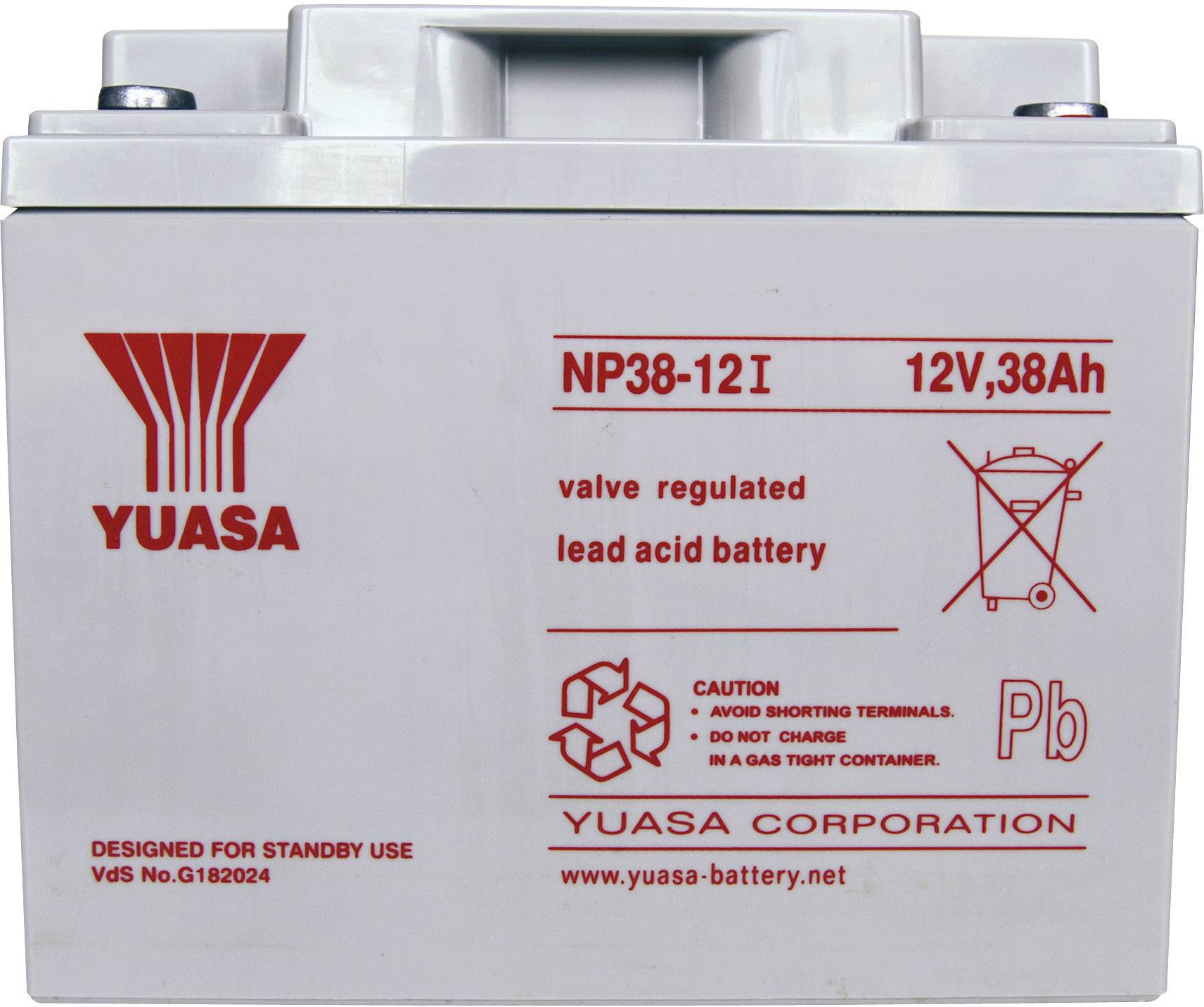 Yuasa NP38-12 NP38-12 Bleiakku 12 V 38 Ah Blei-Vlies (AGM) (B x H x T) 197 x 170 x 165 mm M5-Schrau