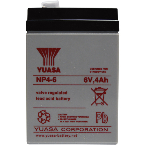 Yuasa NP4-6 NP4-6 Batterie au plomb 6 V 4 Ah plomb (AGM) (l x H x P) 70 x 106 x 47 mm cosses plates 4,8 mm sans entretien