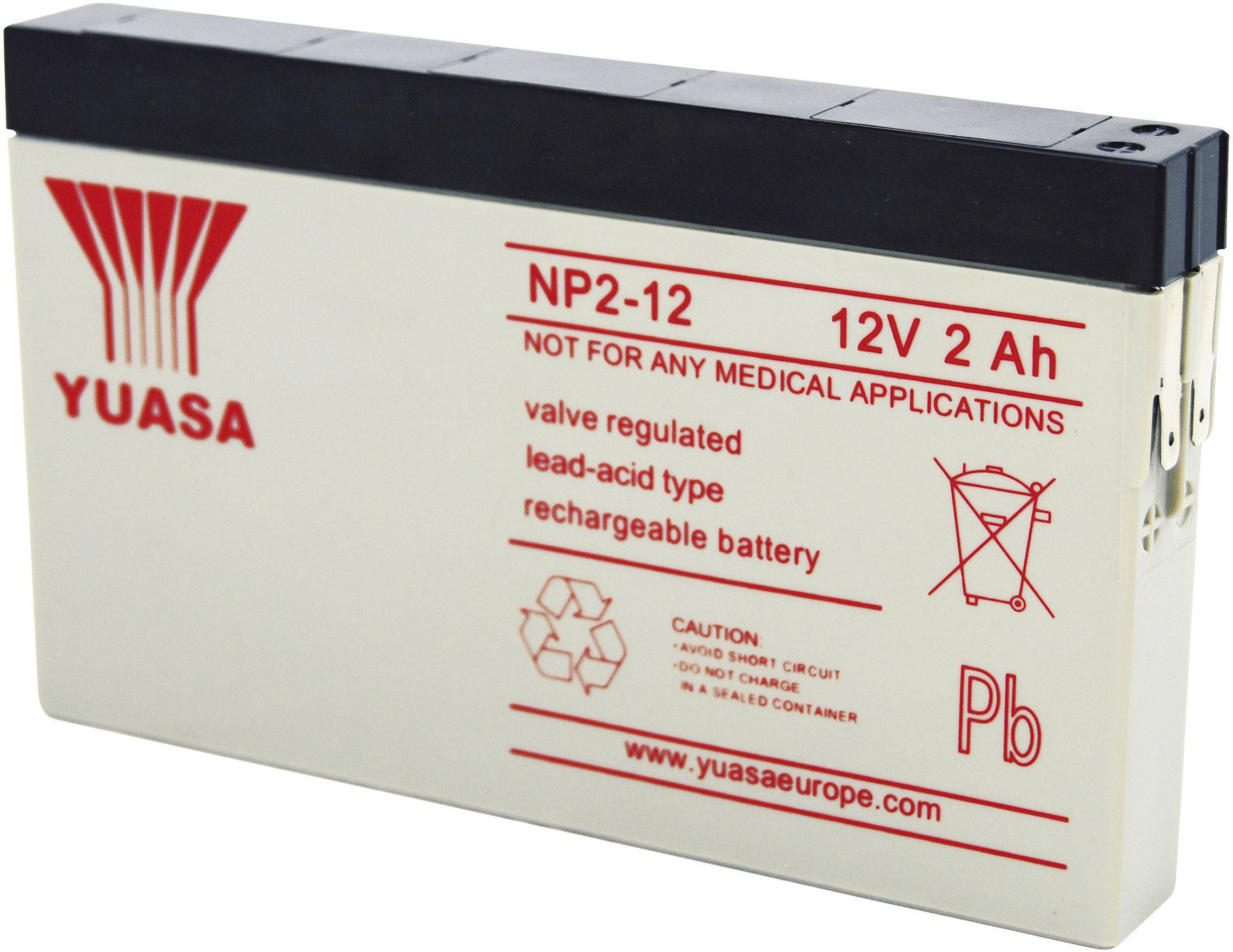 Yuasa NP2-12 NP2-12 Bleiakku 12 V 2 Ah Blei-Vlies (AGM) (B x H x T) 150 x 89 x 20 mm Flachstecker 4.8 mm Wartungsfrei