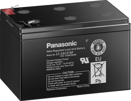 Panasonic 12V 15Ah LC-CA1215P1 Bleiakku 12V 15Ah Blei-Vlies (AGM) (B x H x T) 151 x 100 x 98mm Flach