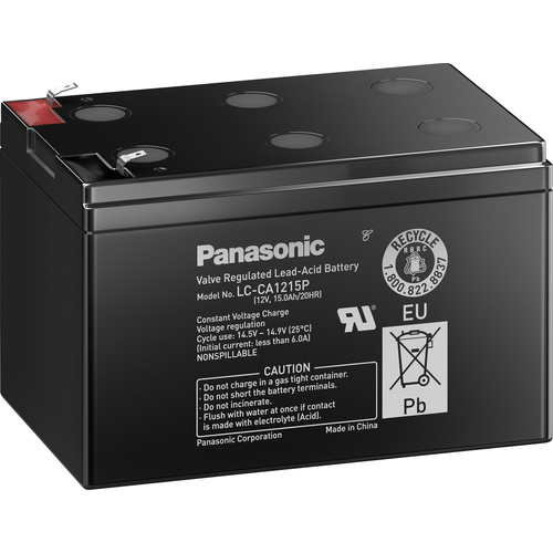 Panasonic 12V 15Ah LC-CA1215P1 Bleiakku 12V 15Ah Blei-Vlies (AGM) (B x H x T) 151 x 100 x 98mm Flachstecker 6.35mm Wartungsfrei