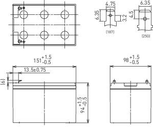 Panasonic 12 V 15 Ah LC-CA1215P1 Bleiakku 12 V 15 Ah Blei-Vlies (AGM) (B x H x T) 151 x 100 x 98 mm Flachstecker 6.35 mm Wartungsfrei, Zyklenfest