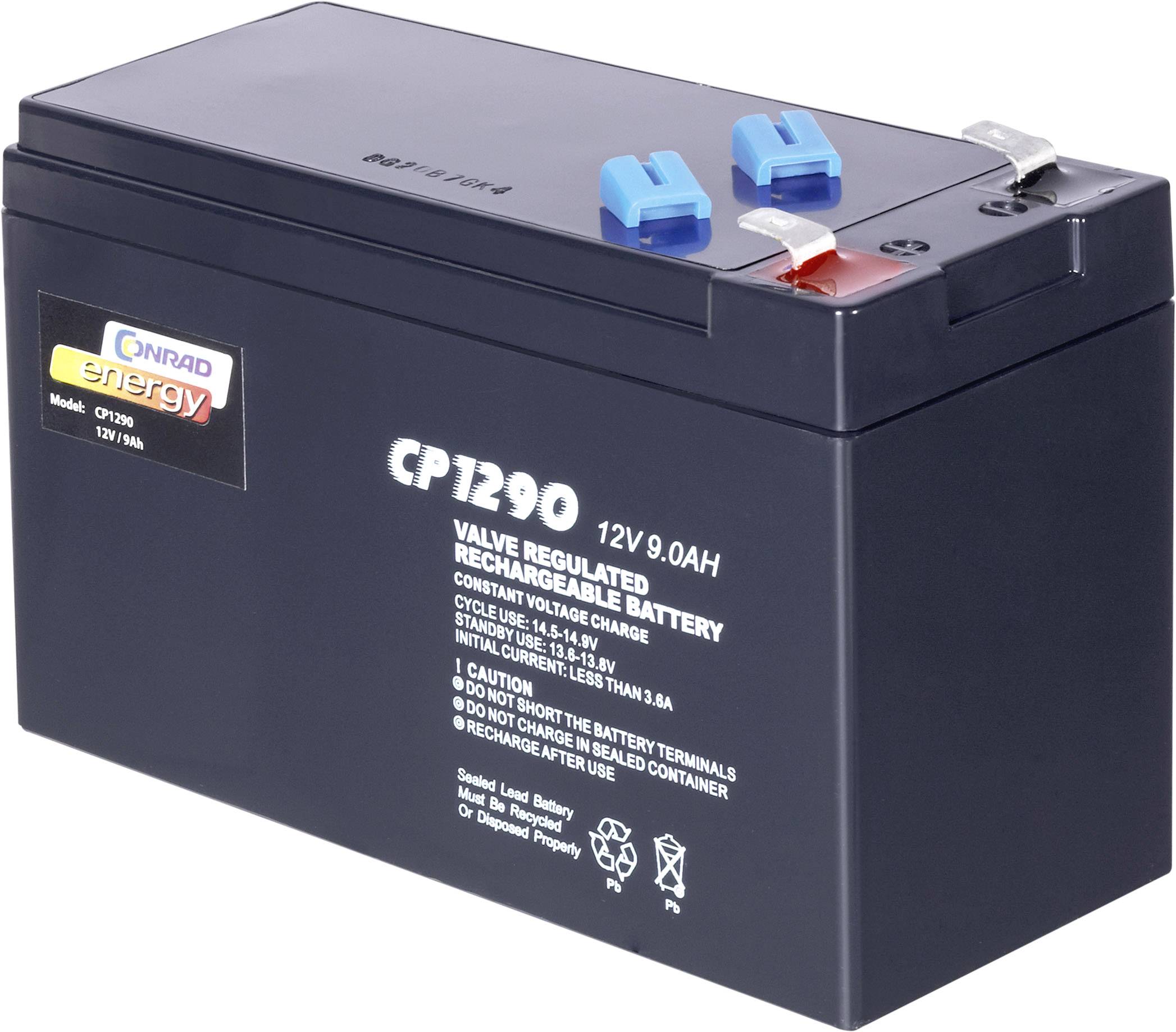 Conrad energy 12 V 9 Ah 250915 Bleiakku 12 V 9 Ah Blei-Vlies (AGM) (B x H x T) 151 x 94 x 65 mm Flachstecker 6.35 mm Wartungsfrei