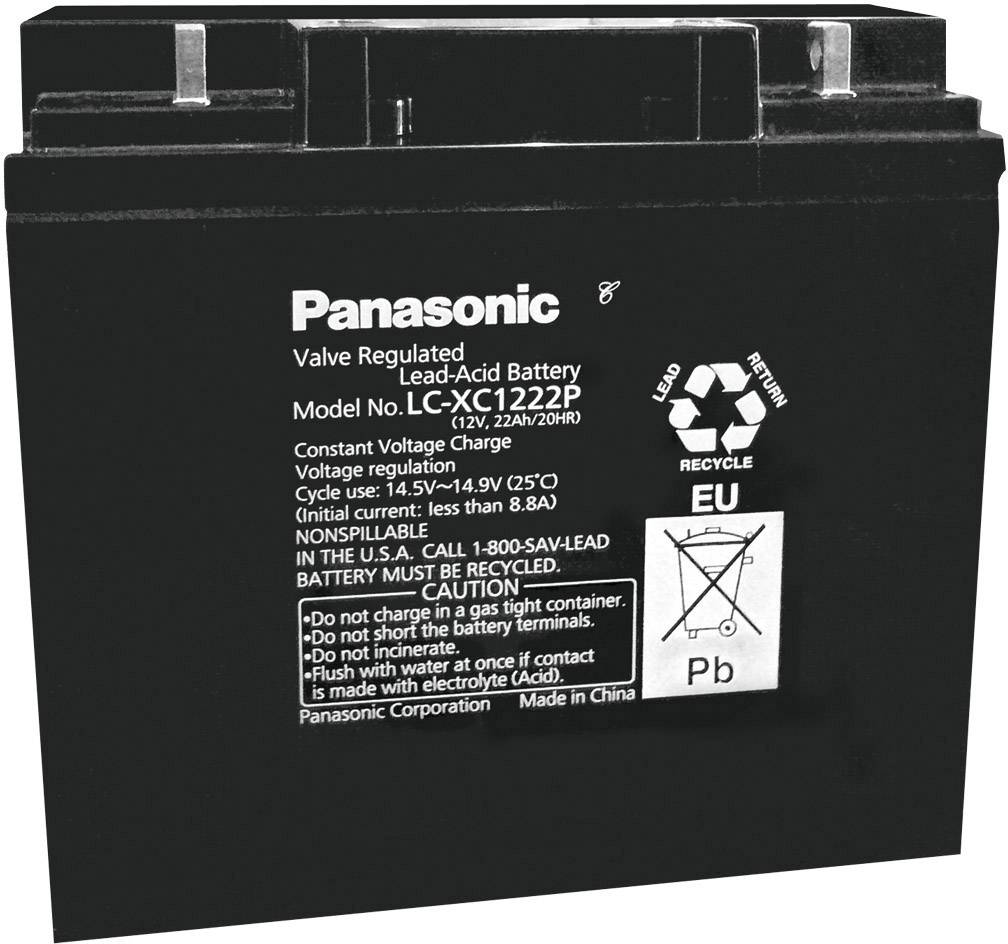 Panasonic 12 V 22 Ah LC-XC1222P Bleiakku 12 V 22 Ah Blei-Vlies (AGM) (B x H x T) 181 x 167 x 76 mm M5-Schraubanschluss Wartungsfrei, Zyklenfest