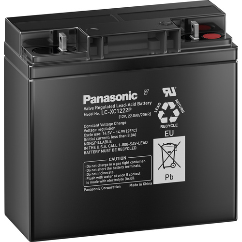 Panasonic 12 V 22 Ah LC-XC1222P Bleiakku 12 V 22 Ah Blei-Vlies (AGM) (B x H x T) 181 x 167 x 76 mm
