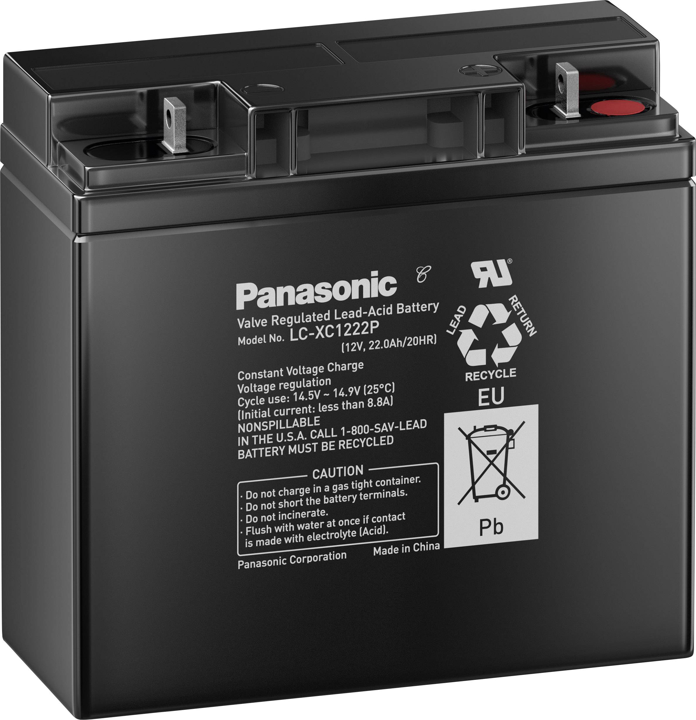 Panasonic 12V 22Ah LC-XC1222P Bleiakku 12V 22Ah Blei-Vlies (AGM) (B x H x T) 181 x 167 x 76mm M5-Schraubanschluss Wartungsfrei