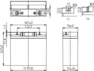 Panasonic 12 V 22 Ah LC-XC1222P Bleiakku 12 V 22 Ah Blei-Vlies (AGM) (B x H x T) 181 x 167 x 76 mm M5-Schraubanschluss Wartungsfrei, Zyklenfest