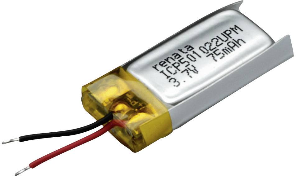 Renata ICP501022UPM Spezial-Akku Prismatisch Kabel LiPo 3.7V 75 mAh 1St.
