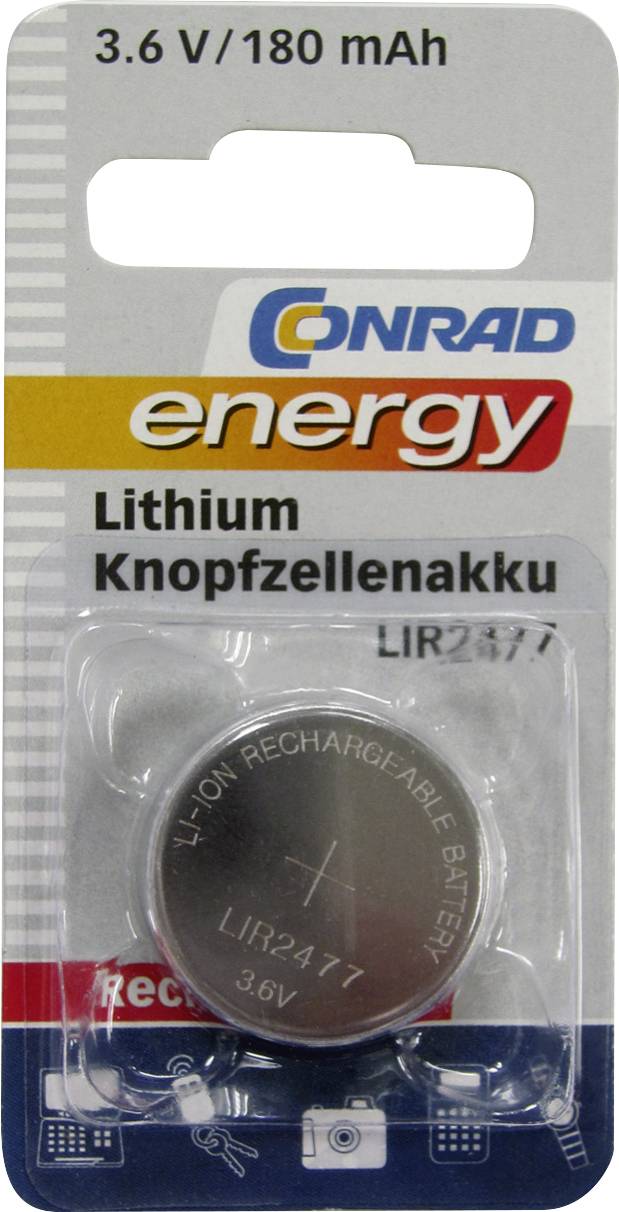 LIR2477 Knopfzellen-Akku LIR 2477 Lithium 180 mAh 3.6V 1St.