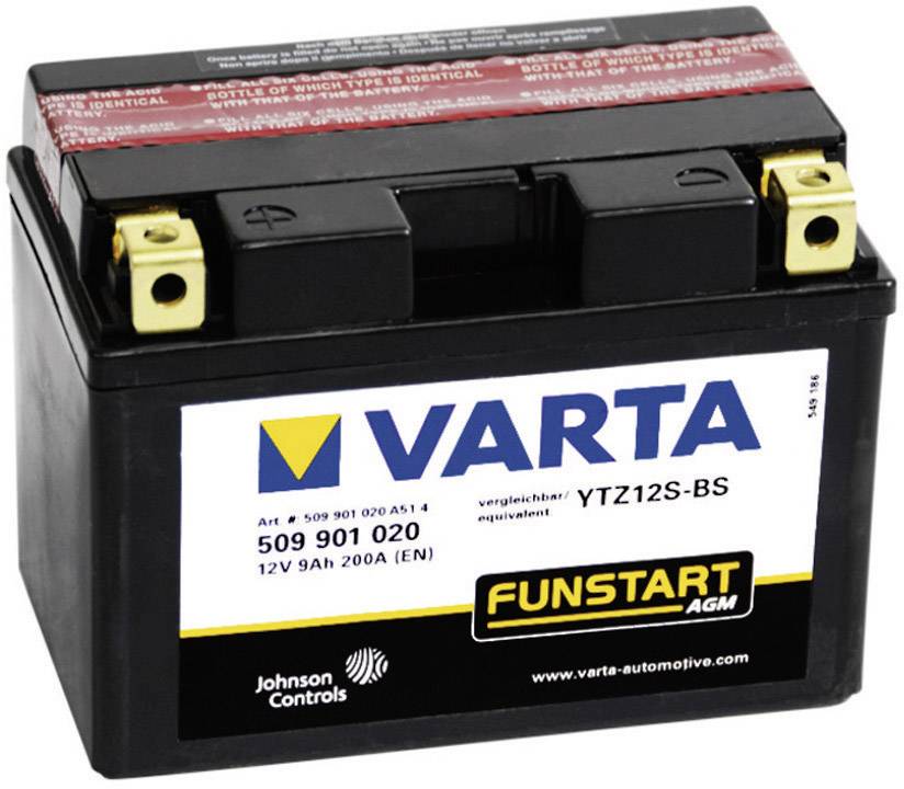 Varta YTZ12S-4, YTZ12S-BS Motorradbatterie 12 V 9 Ah ETN 509901020 Poltyp: Y11