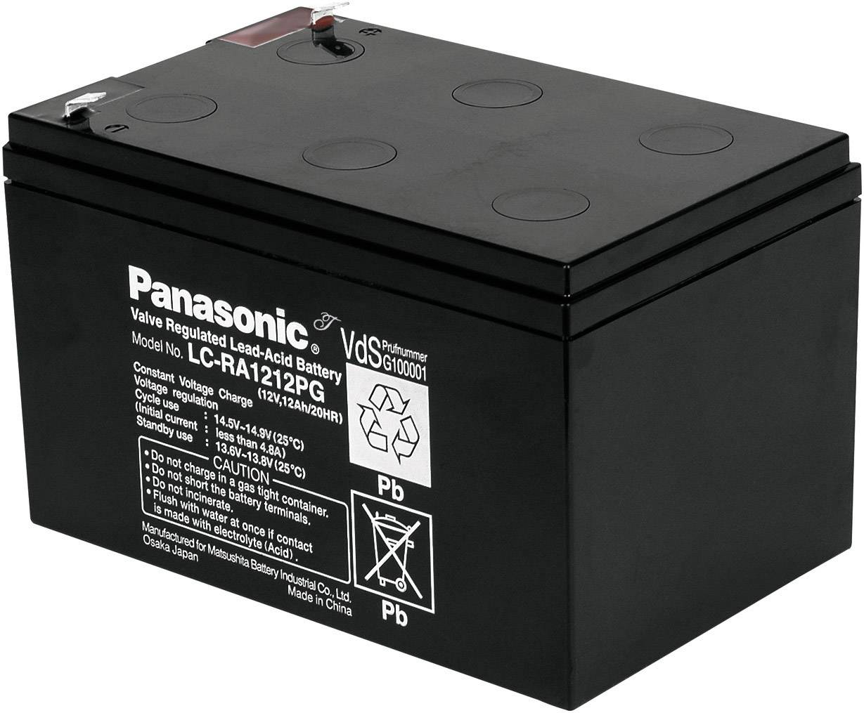 Panasonic 12V 12Ah LC-RA1212PG1 Bleiakku 12V 12Ah Blei-Vlies (AGM) (B x H x T) 151 x 94 x 98mm Flachstecker 6.35mm