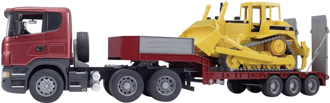 Bruder Scania R-Serie LKW mit Tieflader und CAT Bulldozer 3555
