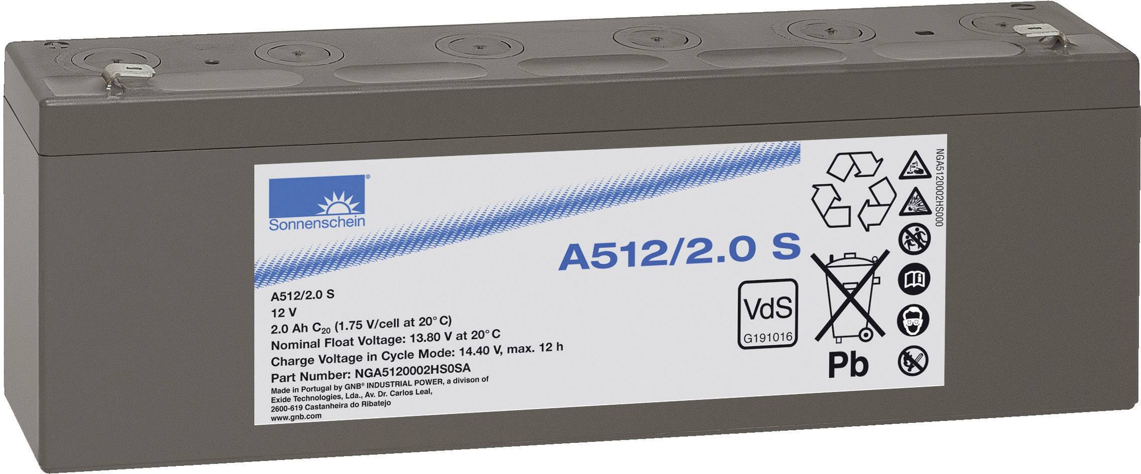 GNB Sonnenschein A512/2 S NGA5120002HS0SA Bleiakku 12 V 2 Ah Blei-Gel (B x H x T) 179 x 65 x 35 mm Flachstecker 4.8 mm Wartungsfrei